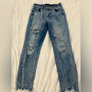 Judy Blue  boyfriend fit paint, splatter, distressed jeans